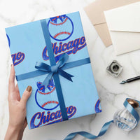 Chicago Coquette Bow Wrapping Paper Roll Cute Girls Kids Women Baseball Fans