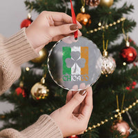 Chicago IL St Patricks Day Crystal Glass Ornament Distressed Shamrock Vintage Irish Flag