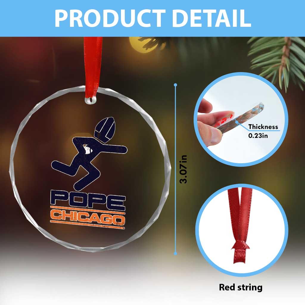 Chicago Pope Leo XIV American Football Crystal Glass Ornament - Wonder Print Shop