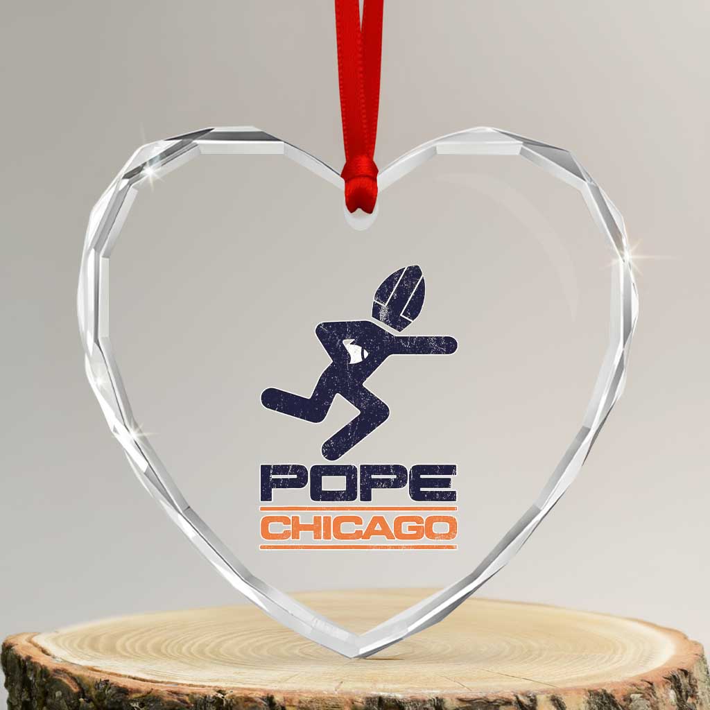 Chicago Pope Leo XIV American Football Heart Crystal Glass Ornament - Wonder Print Shop