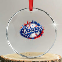 Chicago Pride Dripping Baseball Graphic Crystal Glass Ornament