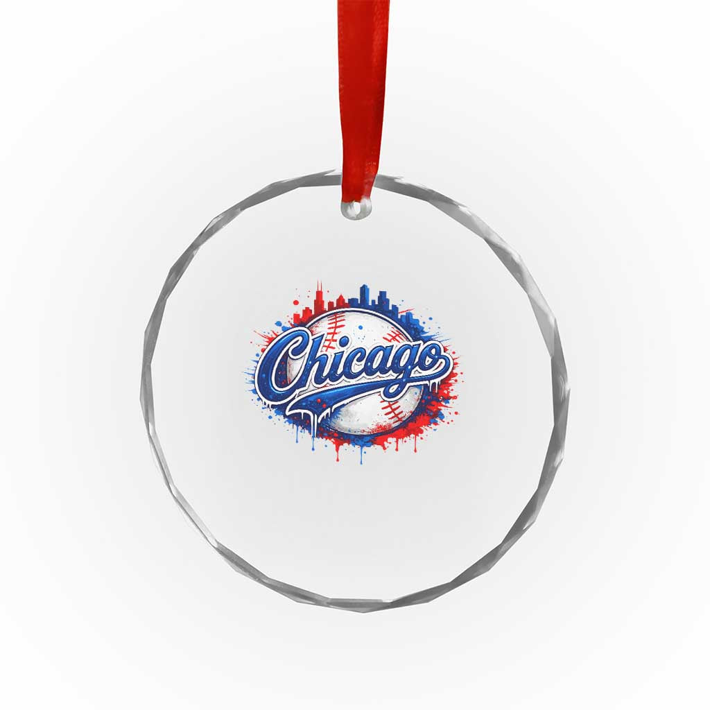 Chicago Pride Dripping Baseball Graphic Crystal Glass Ornament