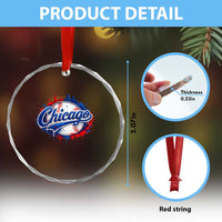 Chicago Pride Dripping Baseball Graphic Crystal Glass Ornament