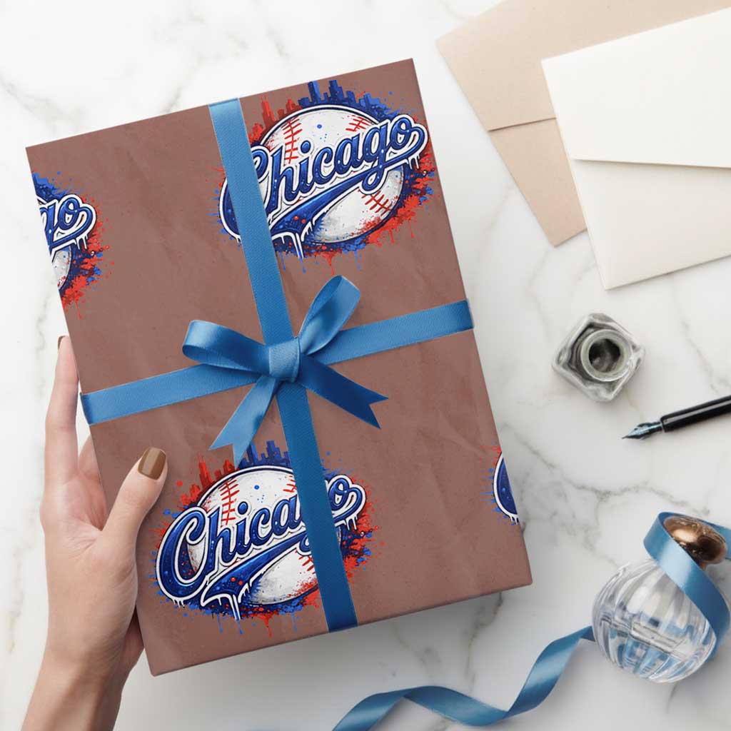 Chicago Pride Dripping Baseball Graphic Wrapping Paper Roll