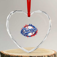 Chicago Pride Dripping Baseball Graphic Heart Crystal Glass Ornament
