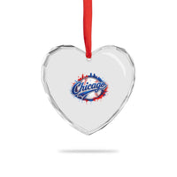 Chicago Pride Dripping Baseball Graphic Heart Crystal Glass Ornament