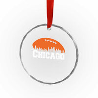Chicago Skyline Football Graphic Crystal Glass Ornament Bold Windy City Fan Art for Game Days - Wonder Print Shop