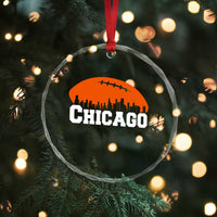Chicago Skyline Football Graphic Crystal Glass Ornament Bold Windy City Fan Art for Game Days - Wonder Print Shop