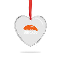 Chicago Skyline Football Graphic Heart Crystal Glass Ornament Bold Windy City Fan Art for Game Days - Wonder Print Shop
