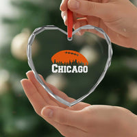 Chicago Skyline Football Graphic Heart Crystal Glass Ornament Bold Windy City Fan Art for Game Days - Wonder Print Shop