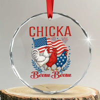 Chicka Boom Boom Patriotic Chicken Crystal Glass Ornament Funny Patriotic 4th of July Red White and Blue Farm TS02