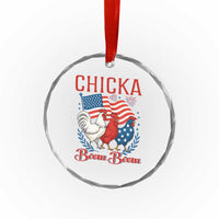 Chicka Boom Boom Patriotic Chicken Crystal Glass Ornament Funny Patriotic 4th of July Red White and Blue Farm TS02