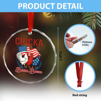 Chicka Boom Boom Patriotic Chicken Crystal Glass Ornament Funny Patriotic 4th of July Red White and Blue Farm TS02