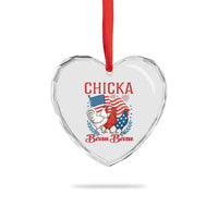 Chicka Boom Boom Patriotic Chicken Heart Crystal Glass Ornament Funny Patriotic 4th of July Red White and Blue Farm - Wonder Print Shop