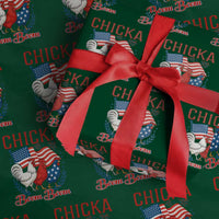 Chicka Boom Boom Patriotic Chicken Wrapping Paper Roll Funny Patriotic 4th of July Red White and Blue Farm - Wonder Print Shop