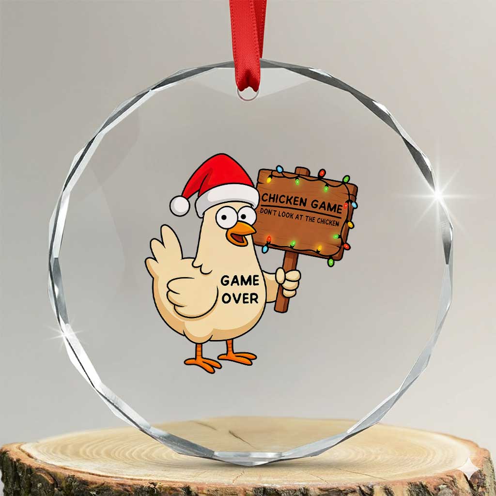 Chicken Game Christmas Crystal Glass Ornament Funny Do Not Look At The Chicken TS14