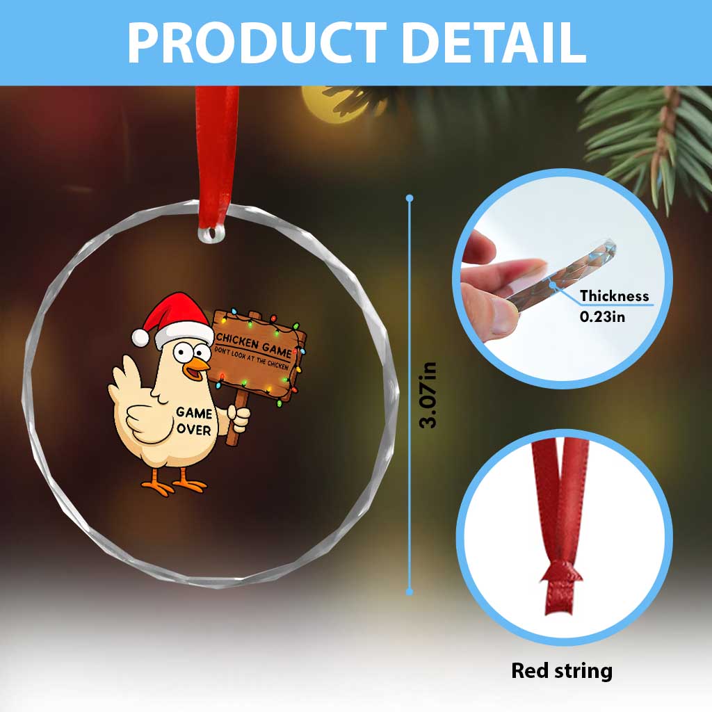 Chicken Game Christmas Crystal Glass Ornament Funny Do Not Look At The Chicken TS14