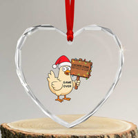 Chicken Game Christmas Heart Crystal Glass Ornament Funny Do Not Look At The Chicken - Wonder Print Shop