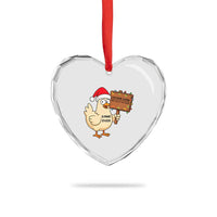 Chicken Game Christmas Heart Crystal Glass Ornament Funny Do Not Look At The Chicken - Wonder Print Shop