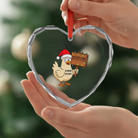 Chicken Game Christmas Heart Crystal Glass Ornament Funny Do Not Look At The Chicken - Wonder Print Shop