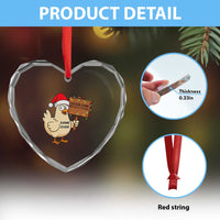 Chicken Game Christmas Heart Crystal Glass Ornament Funny Do Not Look At The Chicken - Wonder Print Shop