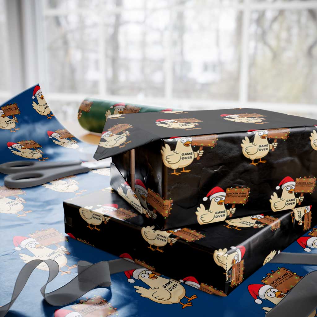 Chicken Game Christmas Wrapping Paper Roll Funny Do Not Look At The Chicken - Wonder Print Shop
