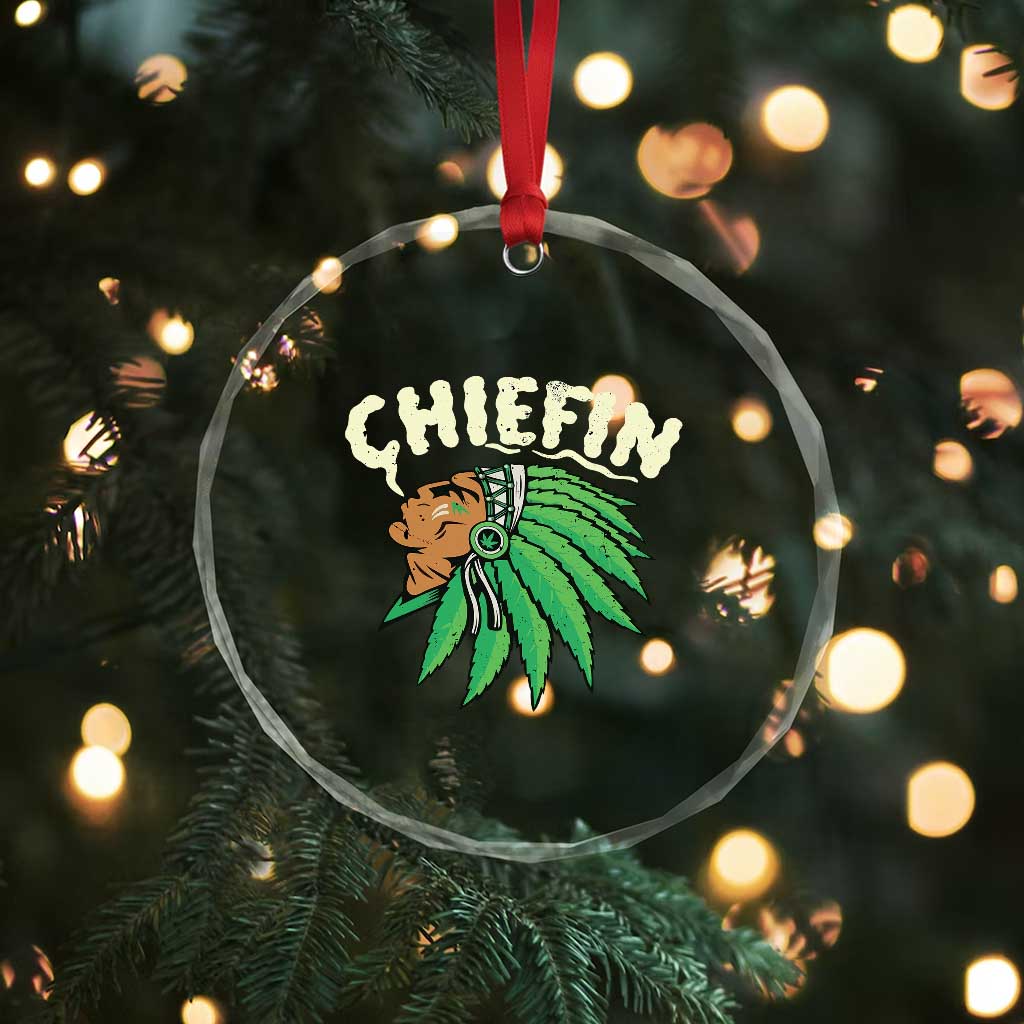 Chiefin Weed Smoking Crystal Glass Ornament Funny 420 Cannabis Pot THC Smoker TS02