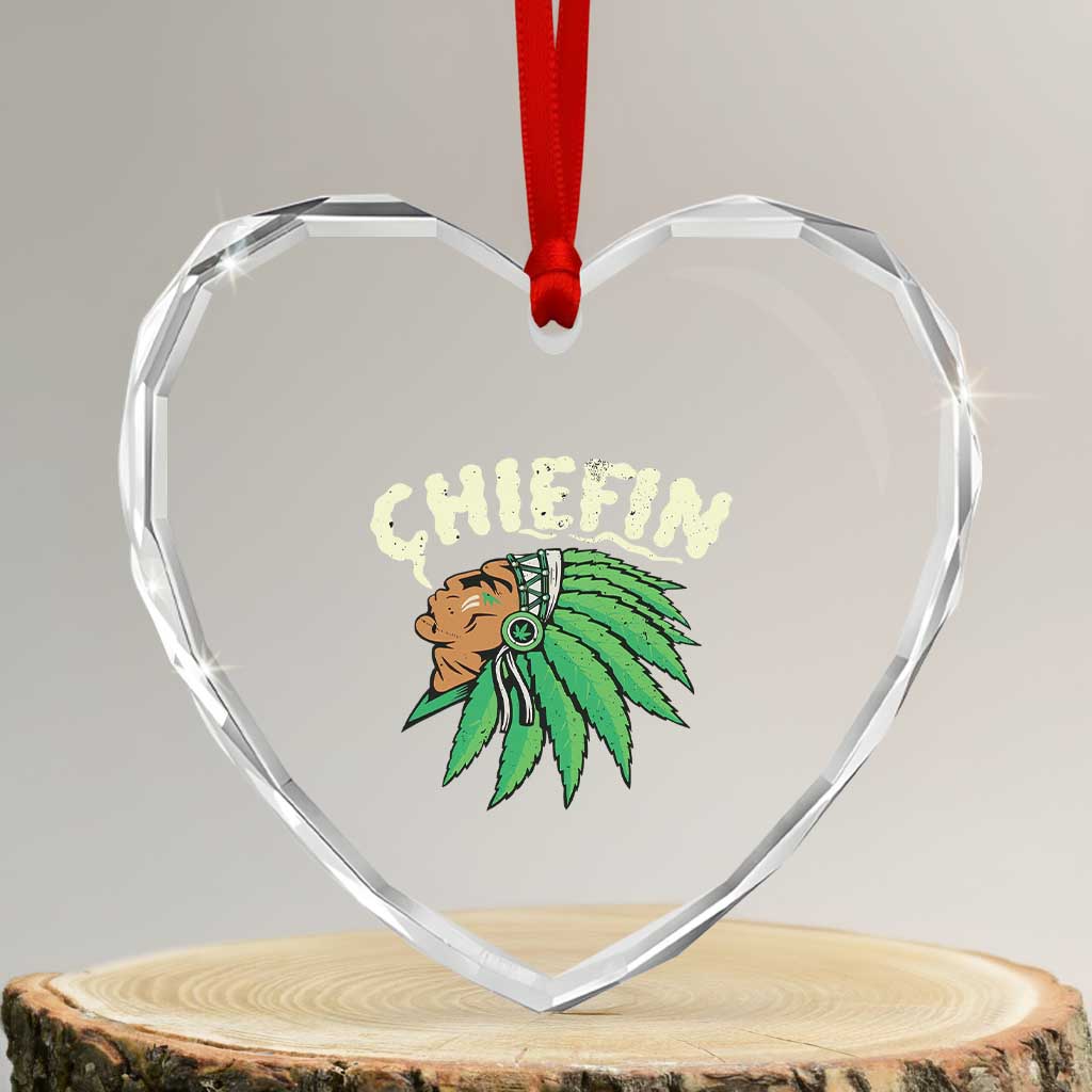 Chiefin Weed Smoking Heart Crystal Glass Ornament Funny 420 Cannabis Pot THC Smoker - Wonder Print Shop
