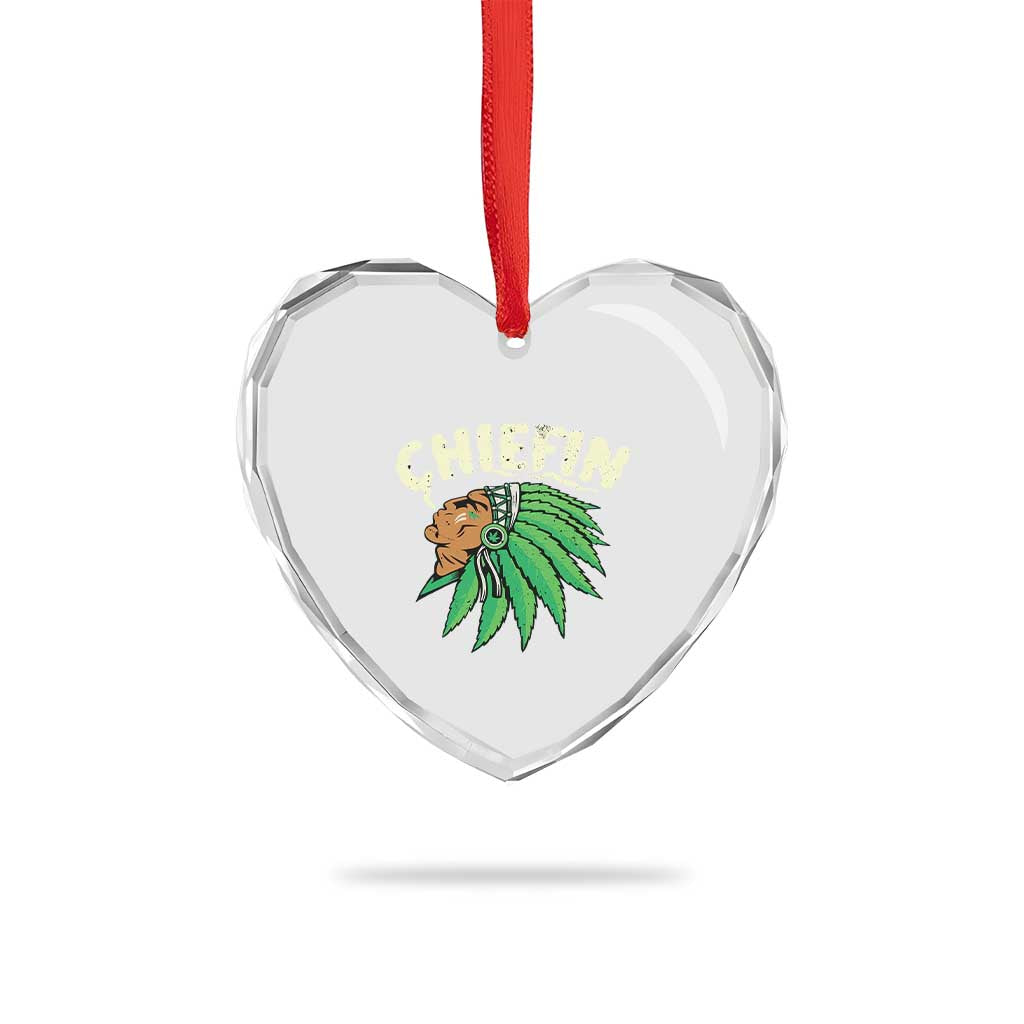 Chiefin Weed Smoking Heart Crystal Glass Ornament Funny 420 Cannabis Pot THC Smoker - Wonder Print Shop