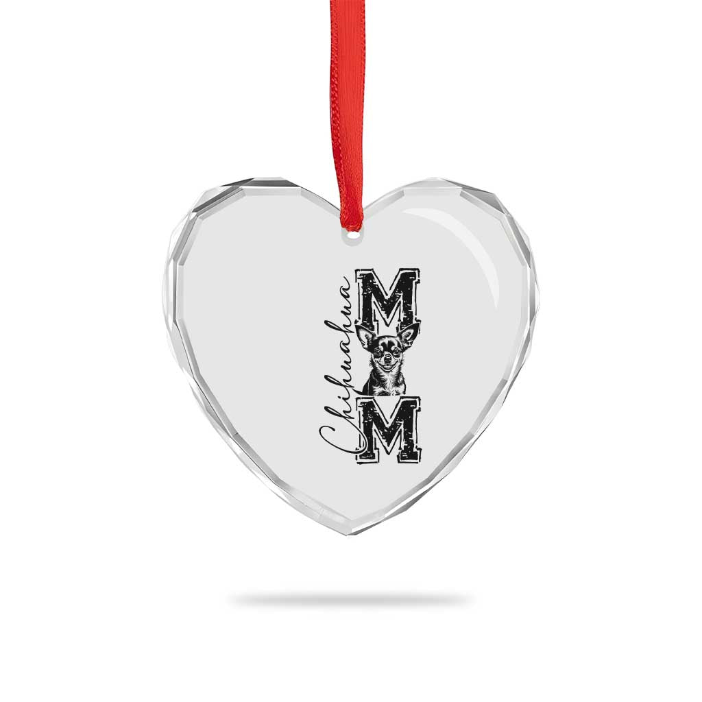 Chihuahua Mom Gift Heart Crystal Glass Ornament Mothers Day Dog Lover