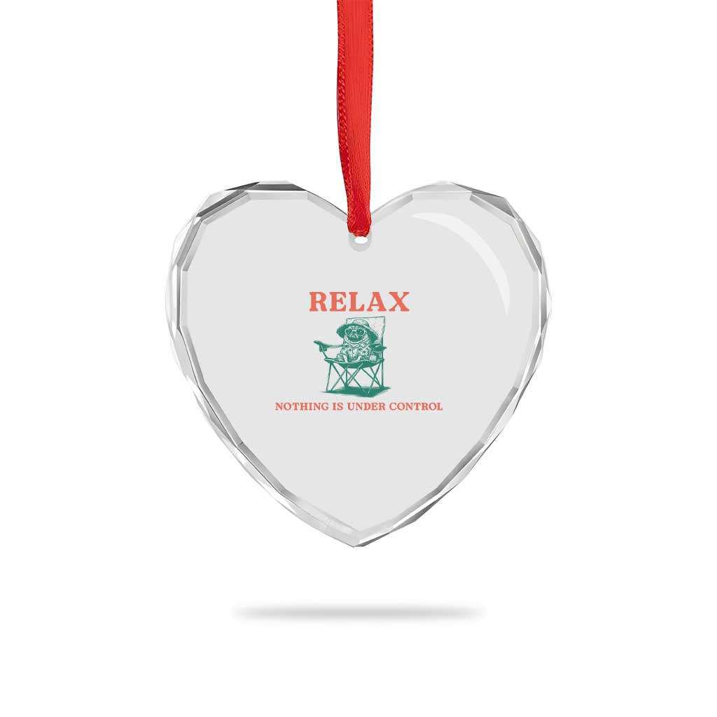 Chill Pug Heart Crystal Glass Ornament Vintage Dog Lovers Relax Nothing Is Under Control Summer Chilling Vibes