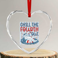 Chill The Fourth Out Heart Crystal Glass Ornament Funny Alligator 4th Of July