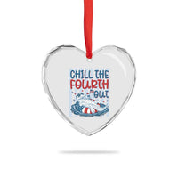 Chill The Fourth Out Heart Crystal Glass Ornament Funny Alligator 4th Of July
