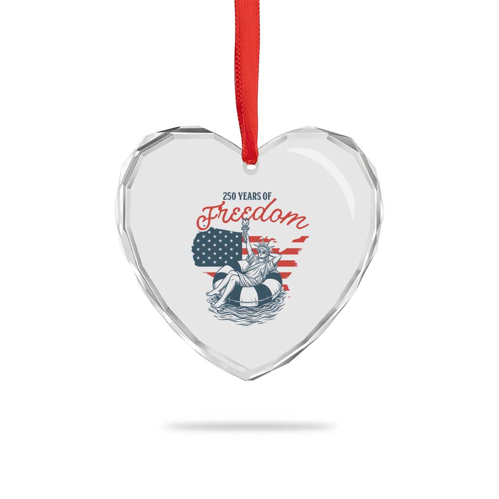 Chill The Fourth Out Heart Crystal Glass Ornament Funny Statue of Liberty 4th of July