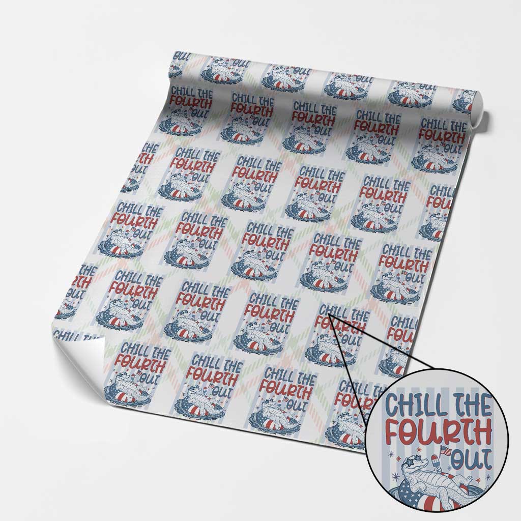 Chill The Fourth Out Wrapping Paper Roll Funny Alligator 4th Of July
