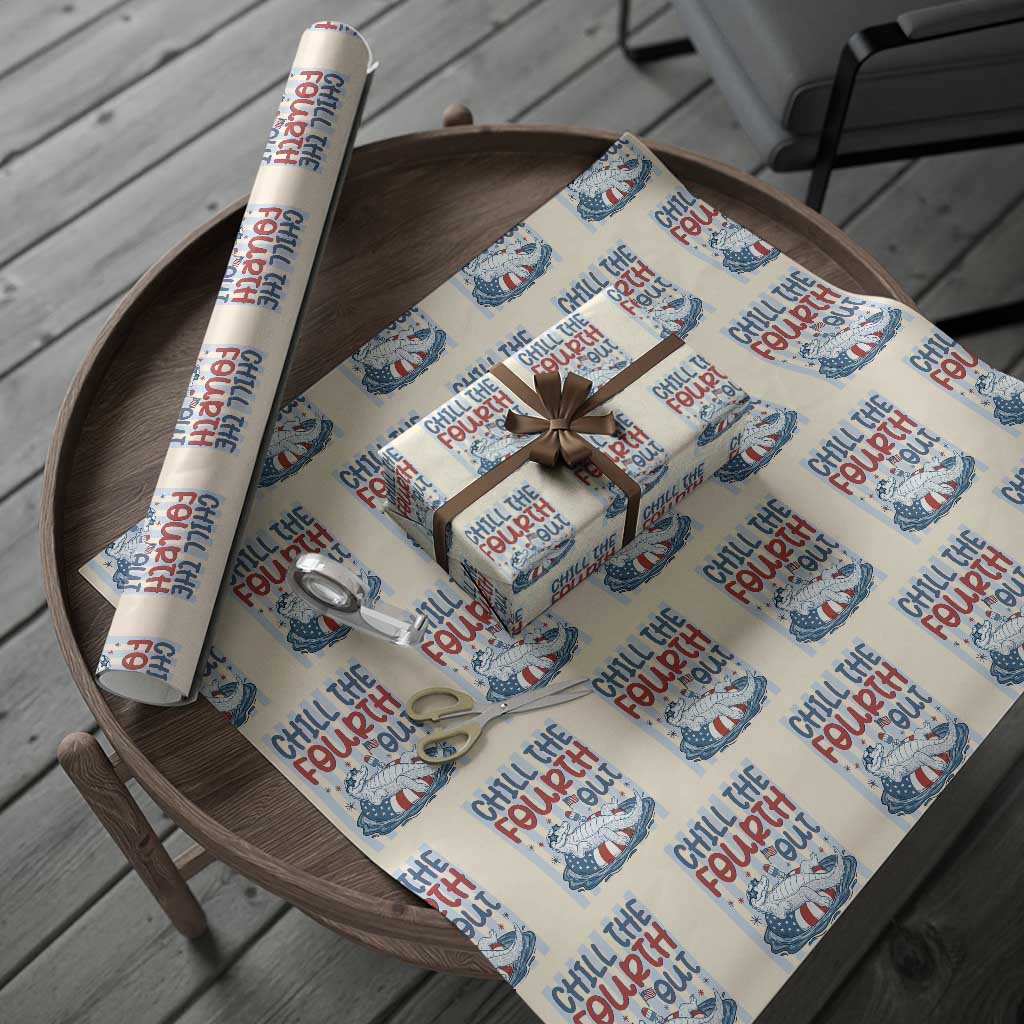 Chill The Fourth Out Wrapping Paper Roll Funny Alligator 4th Of July