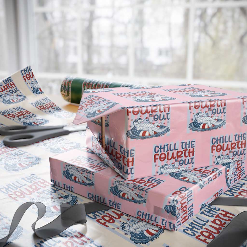 Chill The Fourth Out Wrapping Paper Roll Funny Alligator 4th Of July