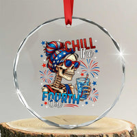 Chill the Fourth Out Skeleton Crystal Glass Ornament Funny Patriotic 4th of July Fireworks Party TS02