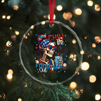 Chill the Fourth Out Skeleton Crystal Glass Ornament Funny Patriotic 4th of July Fireworks Party TS02