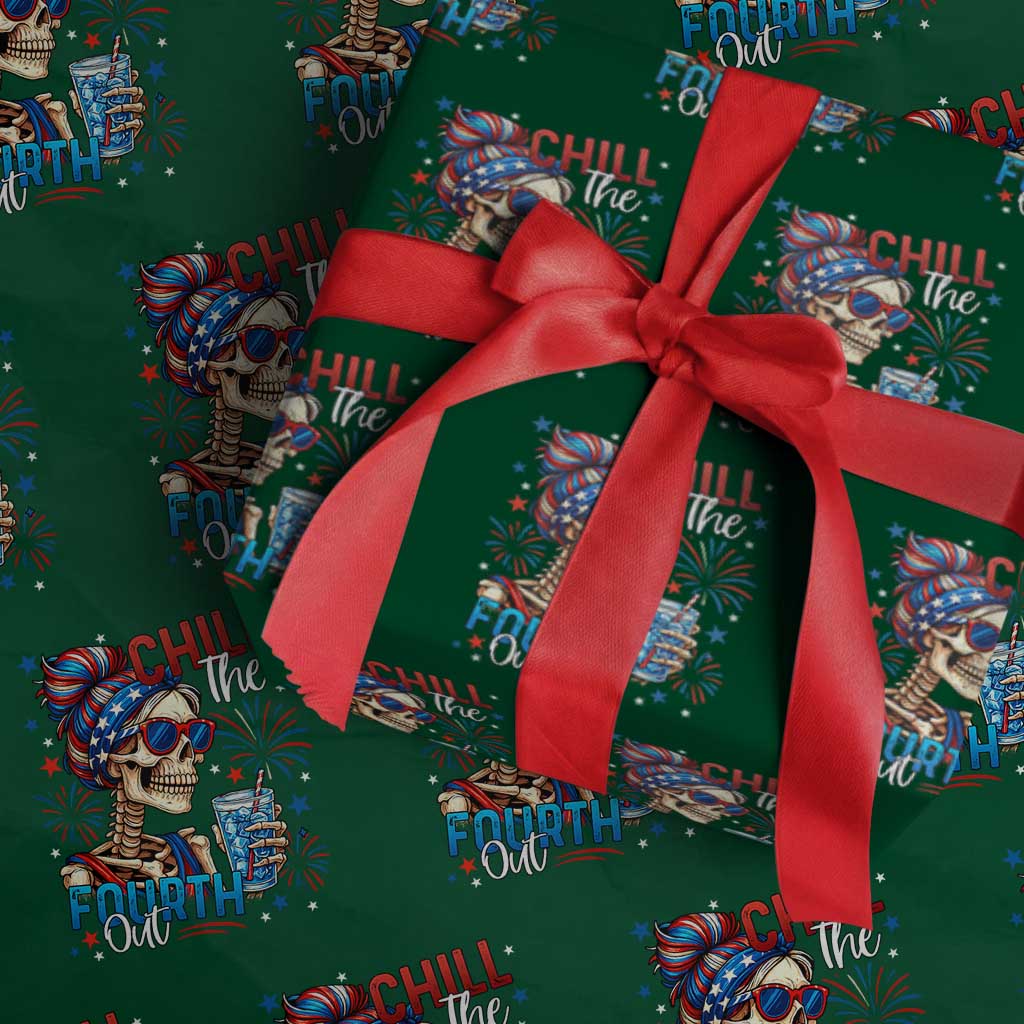 Chill the Fourth Out Skeleton Wrapping Paper Roll Funny Patriotic 4th of July Fireworks Party - Wonder Print Shop