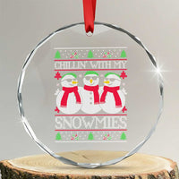 Chillin With My Snowmies Crystal Glass Ornament Funny Snowman Christmas Kids Boys Ugly Xmas - Wonder Print Shop