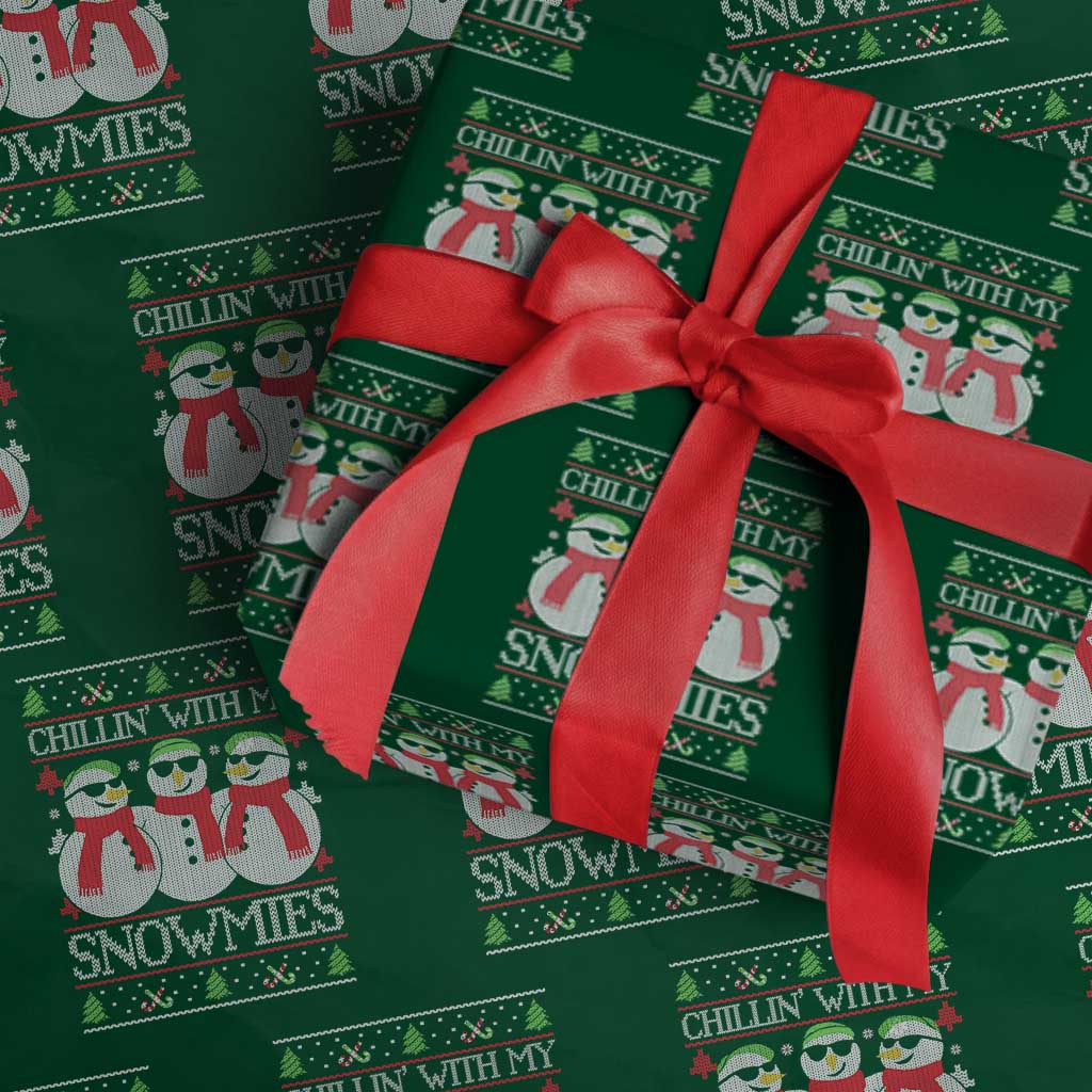 Chillin With My Snowmies Wrapping Paper Roll Funny Snowman Christmas Kids Boys Ugly Xmas - Wonder Print Shop