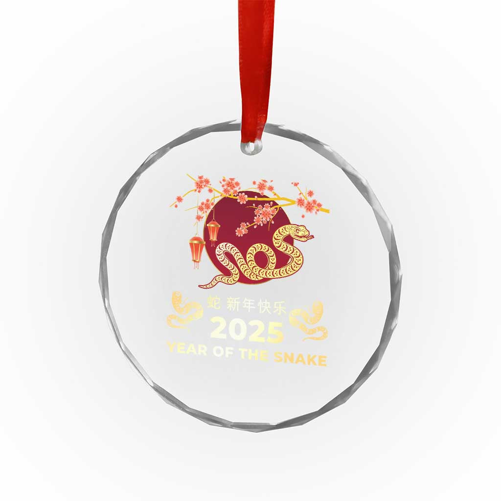 Chinese Lunar New Year 2025 Year Of The Snake Crystal Glass Ornament Cherry Blossom TS11