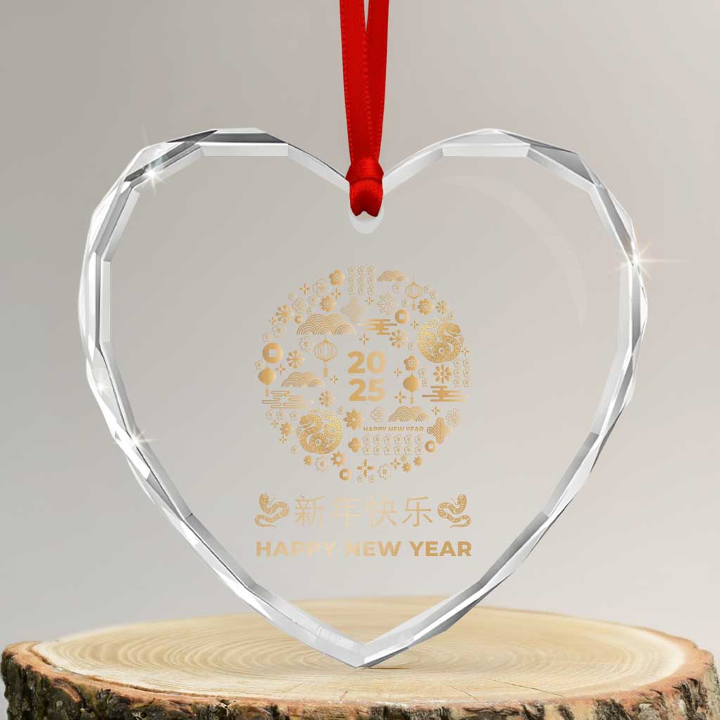Chinese Lunar New Year 2025 Year Of The Snake Heart Crystal Glass Ornament - Wonder Print Shop