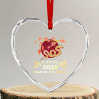 Chinese Lunar New Year 2025 Year Of The Snake Heart Crystal Glass Ornament Cherry Blossom - Wonder Print Shop