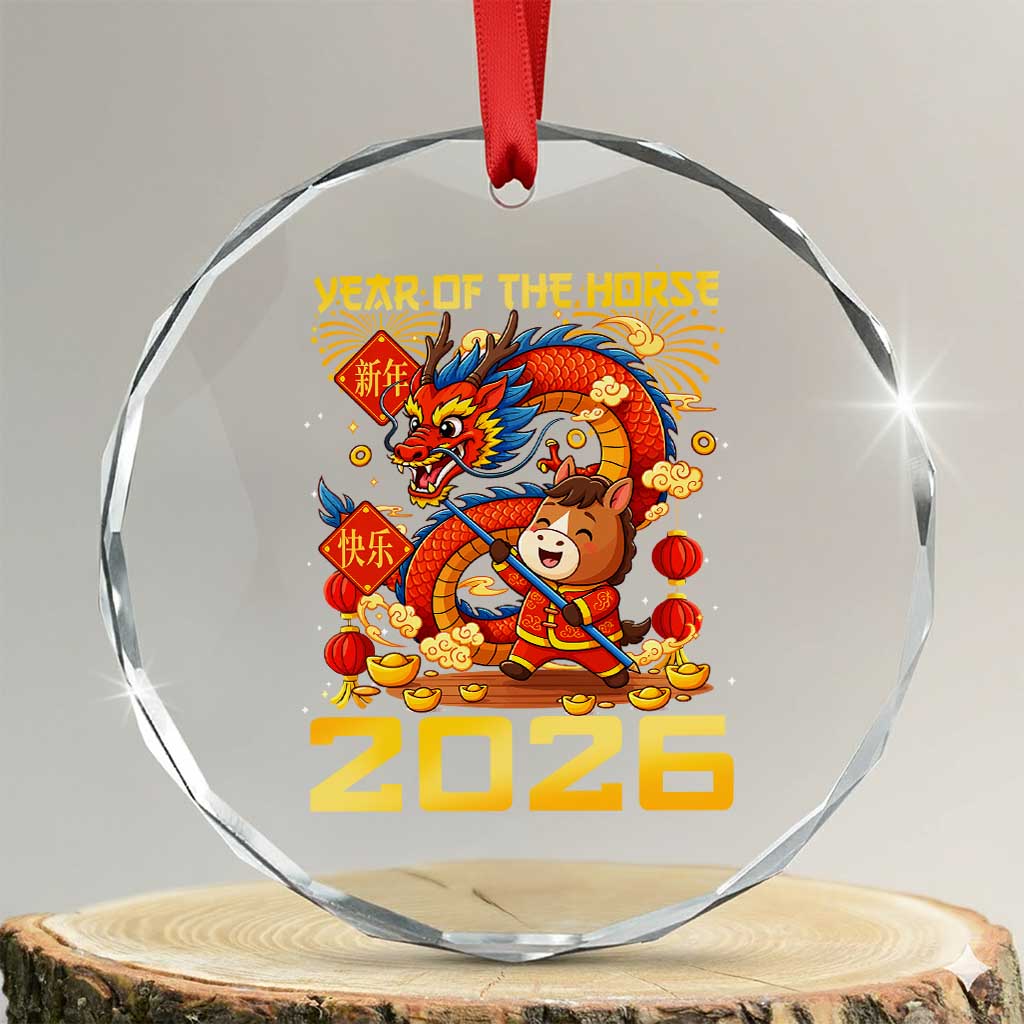 Chinese New Year 2026 Crystal Glass Ornament LYE Year of The Horse - Wonder Print Shop