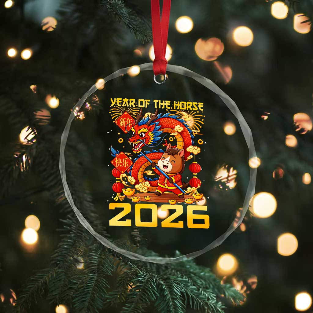 Chinese New Year 2026 Crystal Glass Ornament LYE Year of The Horse - Wonder Print Shop