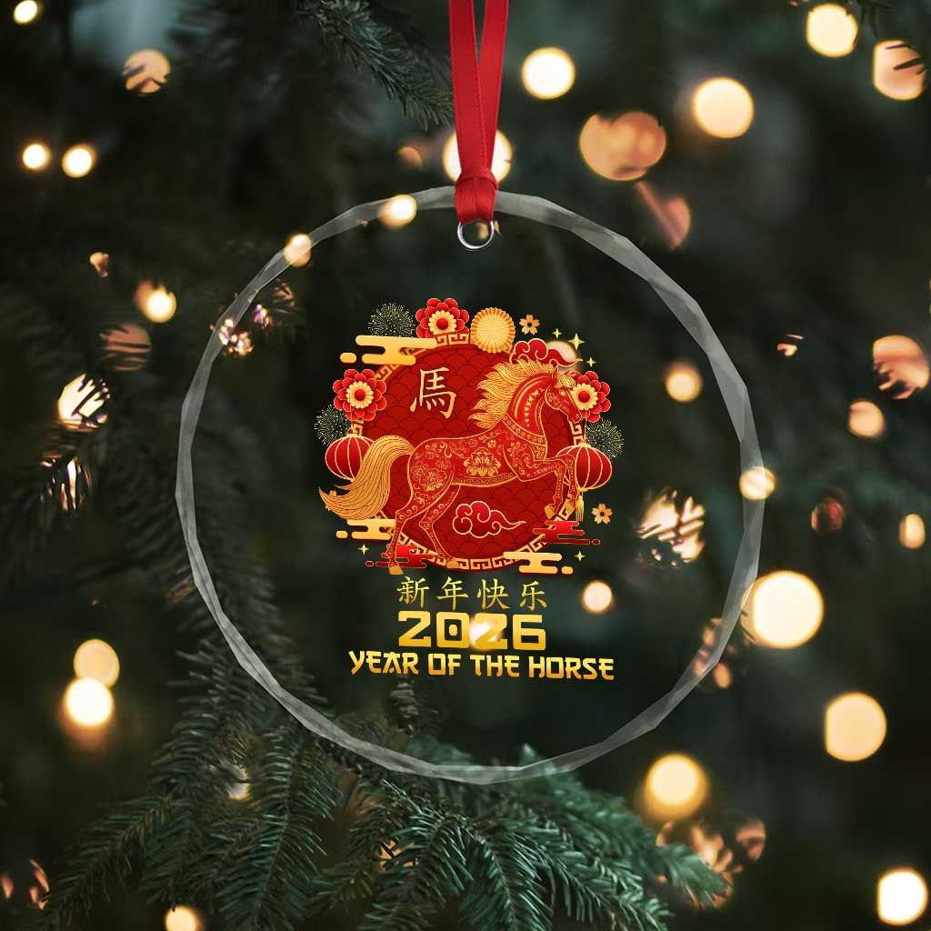 Chinese New Year 2026 Crystal Glass Ornament Year of The Horse - Wonder Print Shop