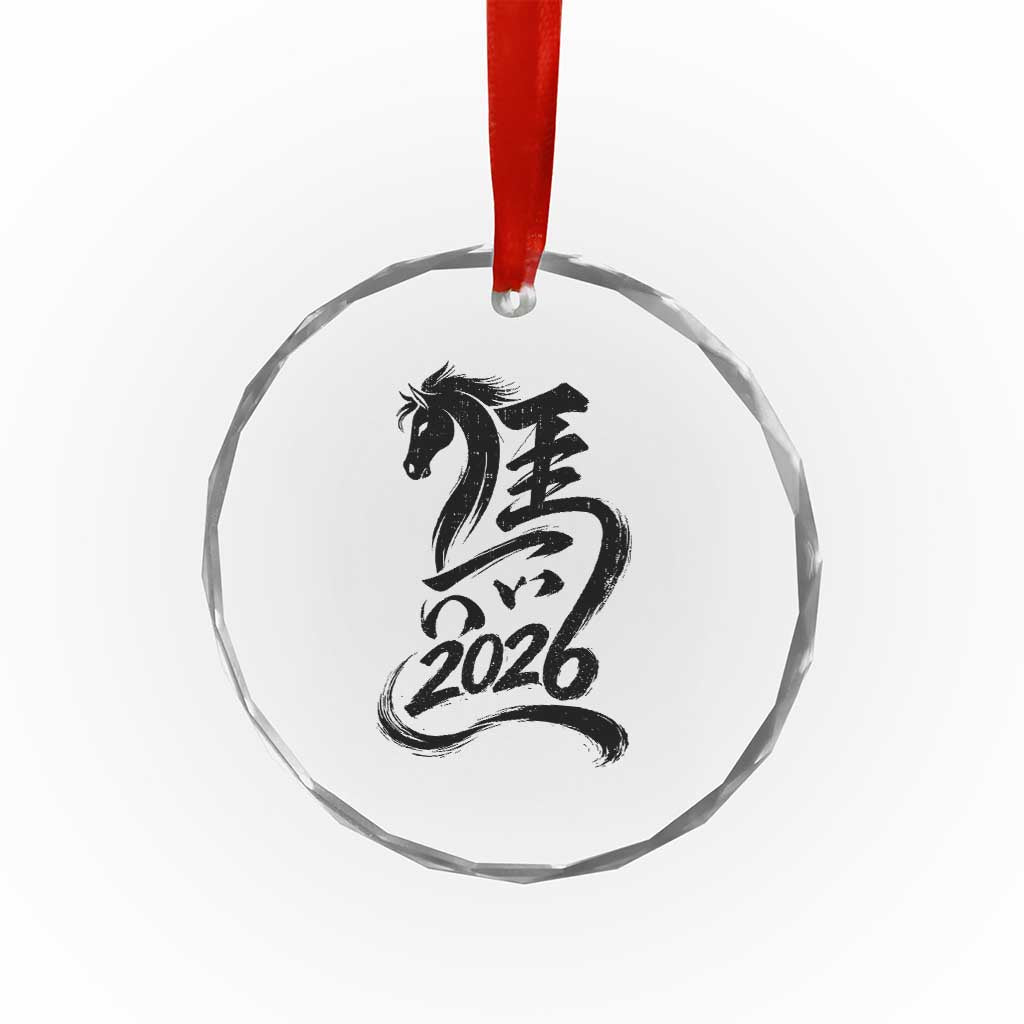 Chinese New Year 2026 Crystal Glass Ornament Year of The Horse Calligraphy Ink Art
