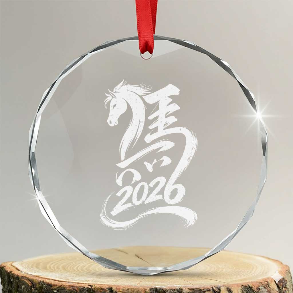 Chinese New Year 2026 Crystal Glass Ornament Year of The Horse Chinese Calligraphy Art